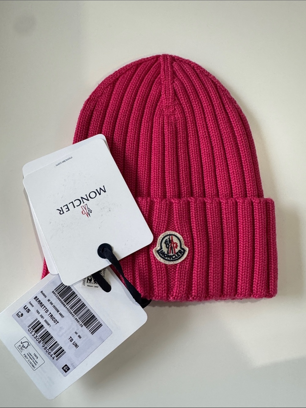 Moncler Women's Ribbed Fold-Over Beanie - Fuchsia Pink